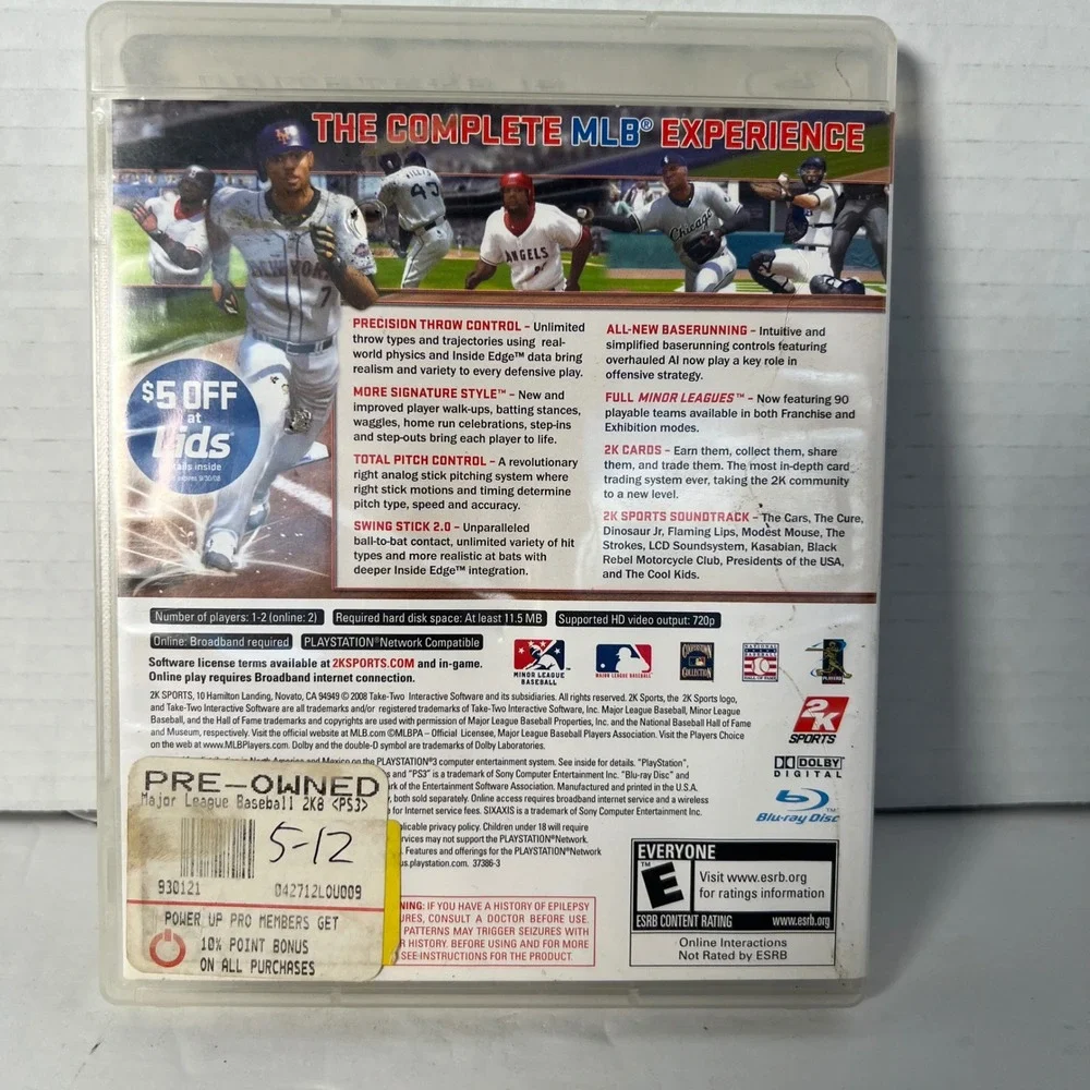 Major League Baseball 2K8 Sony PlayStation 3 PS3 MLB 2K8 Sports Game BLUS-30122‎